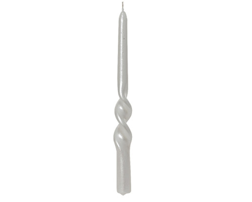 Dinner Candle Metallic White Tapered Set of 2 25cm