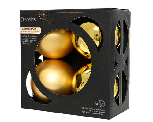 Shatterproof Baubles 4x10cm Gold