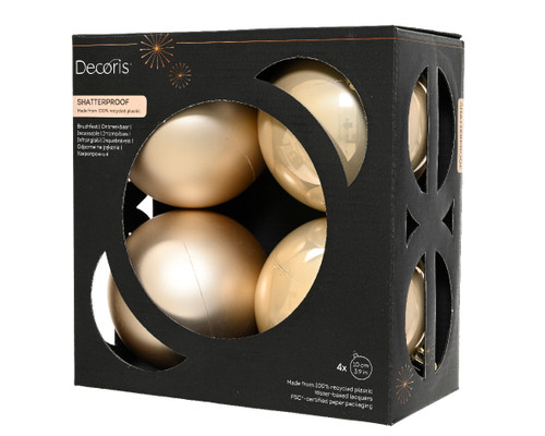 Shatterproof Baubles 4x10cm Pearl