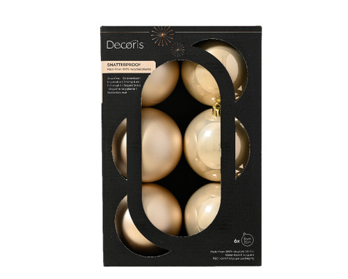 Shatterproof Baubles 6x8cm Pearl