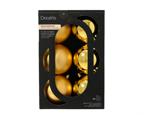 Shatterproof Baubles 6x8cm Gold