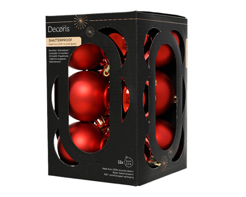 Shatterproof Baubles 12x6cm Red