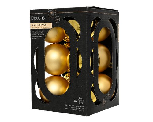 Shatterproof Baubles 12x6cm Gold