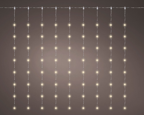 72 LED Micro Wire Star Curtain Lights 1.2mx1.2m Warm White Silver Wire