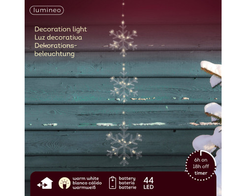 62cm Micro LED snowflake acrylic steady BO outdoor Warm White