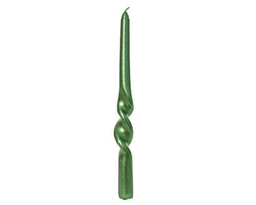 Dinner Candle Metallic Green Tapered Set of 2 25cm