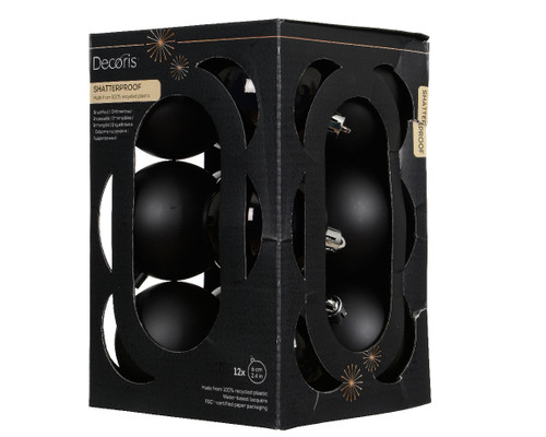 Shatterproof Baubles 12x6cm Black