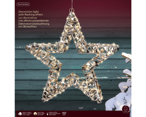 38cm Star 400 Warm White Micro LED Gold Twist Metal Framed