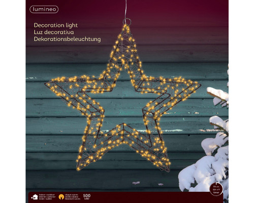 38cm Star 500 Classic Warm Micro LED Black Metal Framed