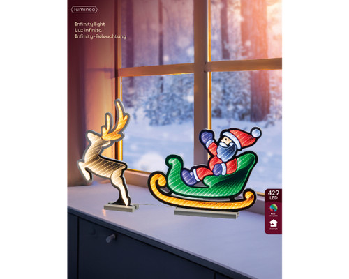 Infinity Light Santa Reindeer and Sleigh 75x44.6cm