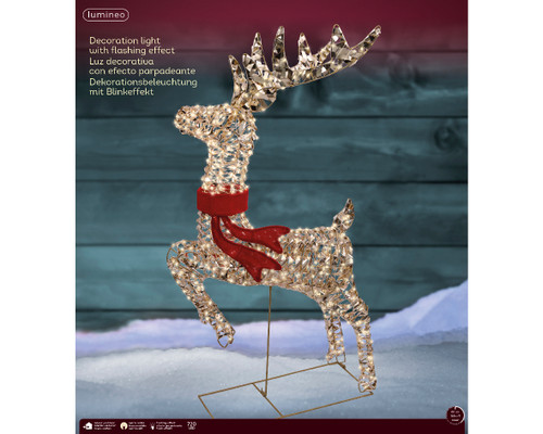100cm Reindeer 720 Warm White Micro LED Gold Twist Metal Framed