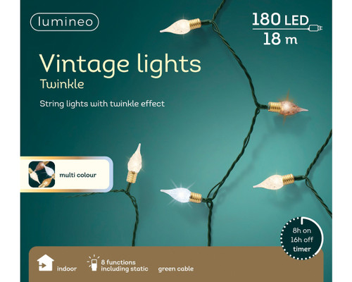 180 LED Vintage Lights Warm White and cool white Green Wire