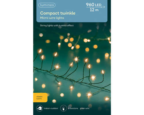 960 LED Micro Wire Compact Twinkle Lights Classic Warm Green Wire