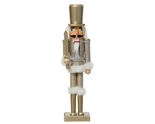 Nutcracker pinewood normal shape body champagne polyester fabric 38cm