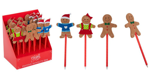 Christmas Gingerbread Man Novelty Pen 3 Assorted