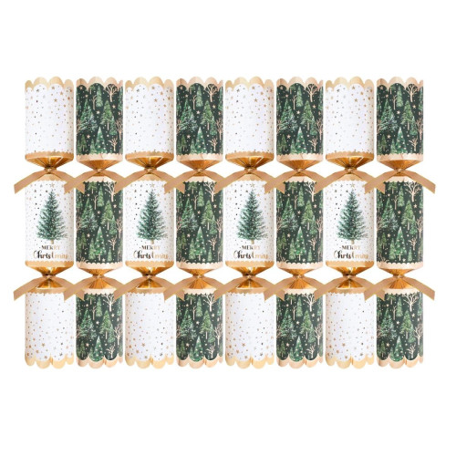 Premium Green Tree Christmas Crackers 12.5in Pk8