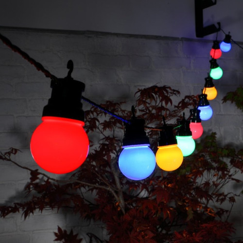 20 Multicolour connectable Festoon Lights with Black Cable
