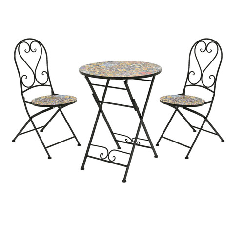 Braga Bistro Table and Two Chairs Black