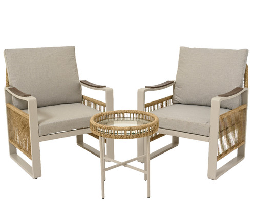 Montevideo Bistro Table and Two Chairs Beige