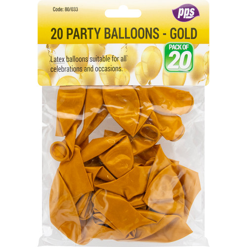 Latex Balloons Gold Pk20