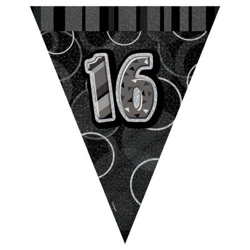 Glitz Black Flag Banner Age 16 9ft