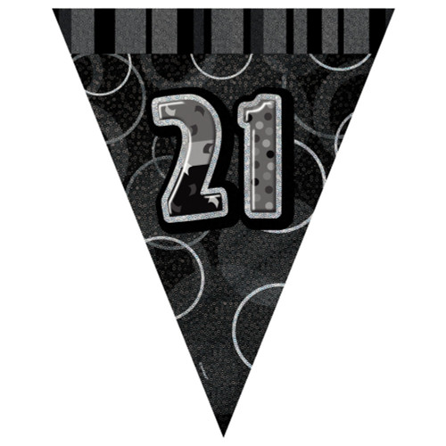 Glitz Black Flag Banner Age 21 9ft