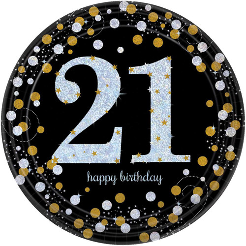 Gold Celebration Age 21 Plates Pk8