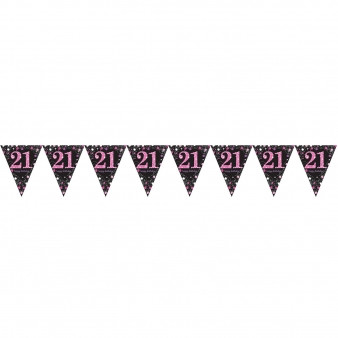 Pink Celebration Age 21 Pennant Banner 13ft