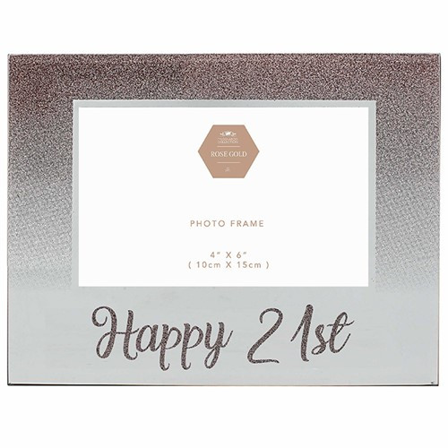 Rose Gold Glitter Happy 21st Photoframe