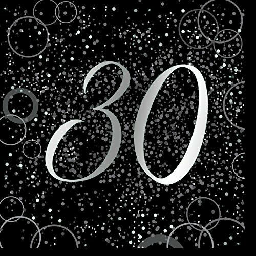 Foil Glitz Silver Napkins Age 30 Pk16 2Ply