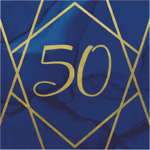Navy Geode Age 50 Napkins Pk16