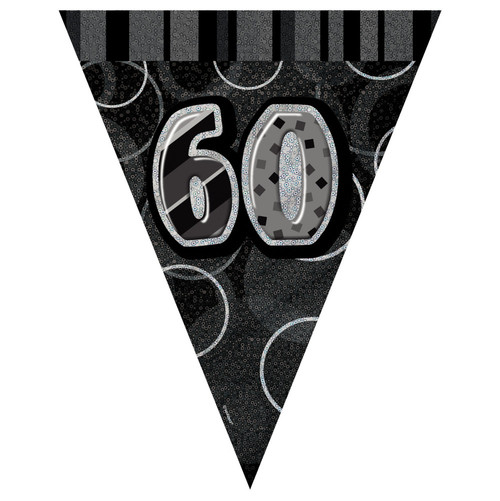 Glitz Black Flag Banner Age 60 9ft