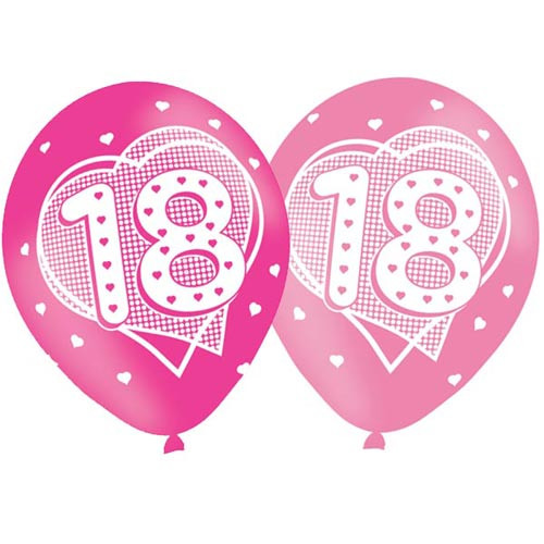 11in Latex Balloons Age 18 Pink Pk6
