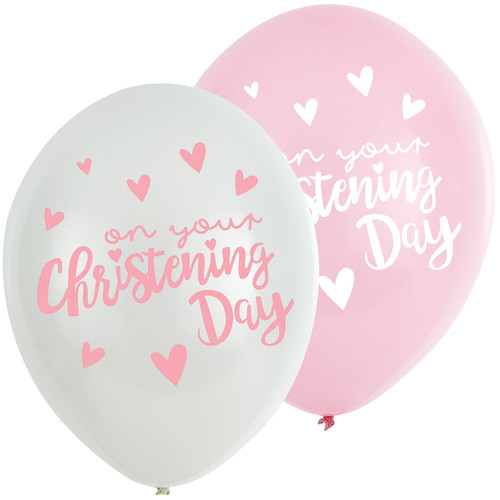 11in Latex Balloons On Your Christening Day Pink Pk6