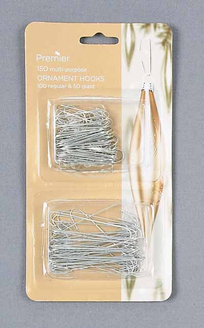 Ornament Hooks Silver Pk150