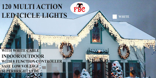 120 Led Icicle Lights White