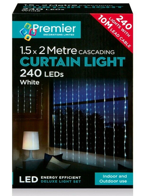 240 LED Curtain Lights White 1.5x2m