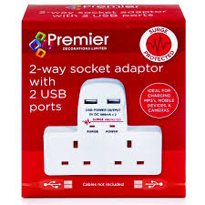 2 Way Socket Adapter w2 USB Ports