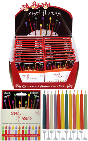 Angel Flames Birthday Candles Multicoloured Pk12