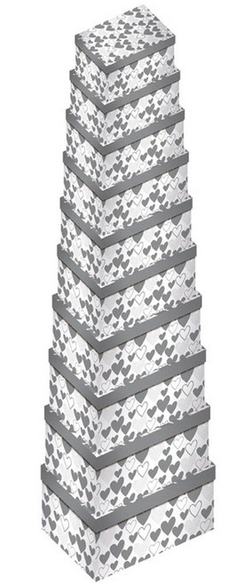 Silver Glitter Heart Gift Box 14x8.5x5cm Size 10