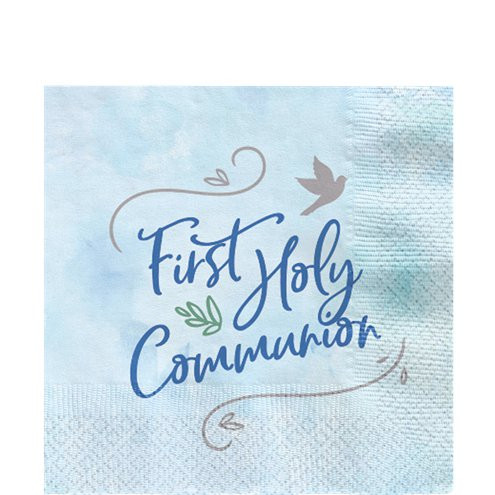 Blue First Holy Communion Napkins Pk16