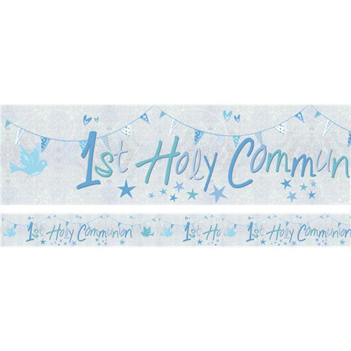 Blue 1st Holy Communion Foil Banner 2.7m