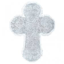 Silver Tinsel Cross Decoration Christening Communion Confirmation