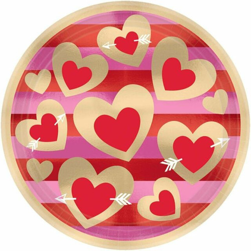 Valentine Heart of Gold Plates Pk8 22.9cm