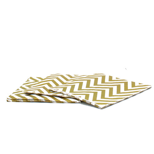 23cm Napkins Chevron Gold Pk20