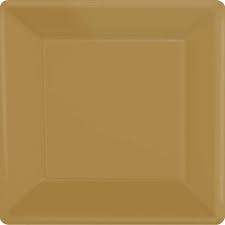 18cm Square Plate Gold Pk20