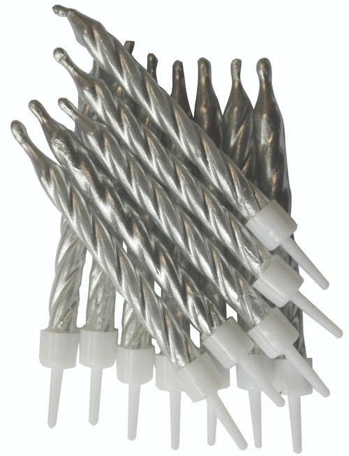 Cake Candles Pk12 Silver