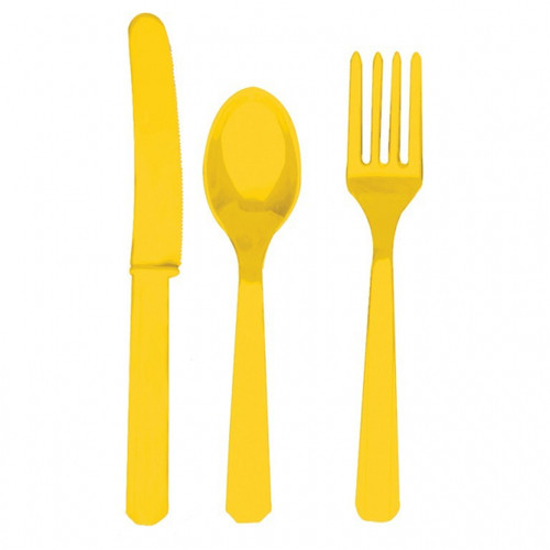 Assorted Cutlery Yellow Pk24