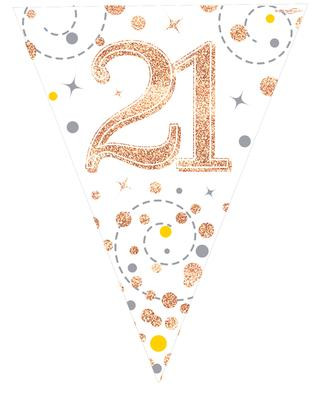 Rose Gold Sparkling Fizz Bunting 11 Flags Age 21