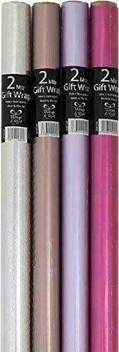 2m Gift Wrap Roll Metallic Silver